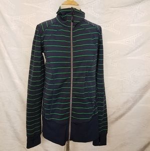 Lululemon Navy Green Striped Sweater